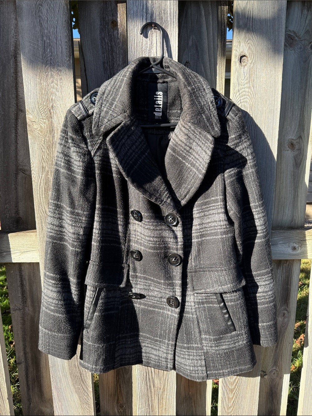 INTL Details gray cozy button peacoat